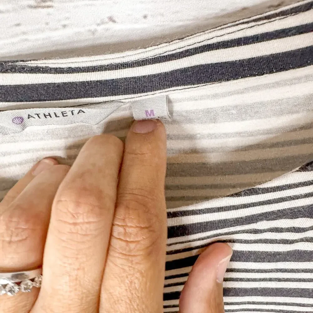 Athleta Tulip Striped Ruched Bodycon Dress, EUC, Size Medium, MSRP $108